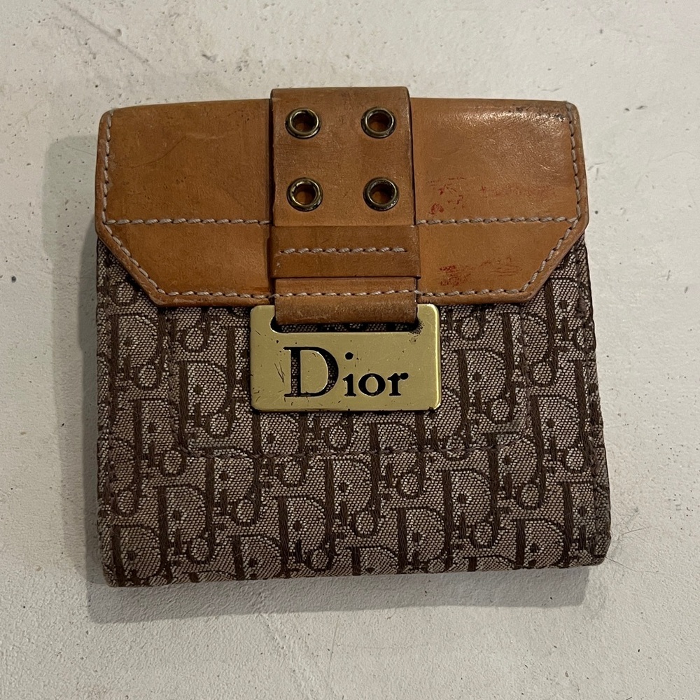 Dior Brown and Tan Logo Wallet
